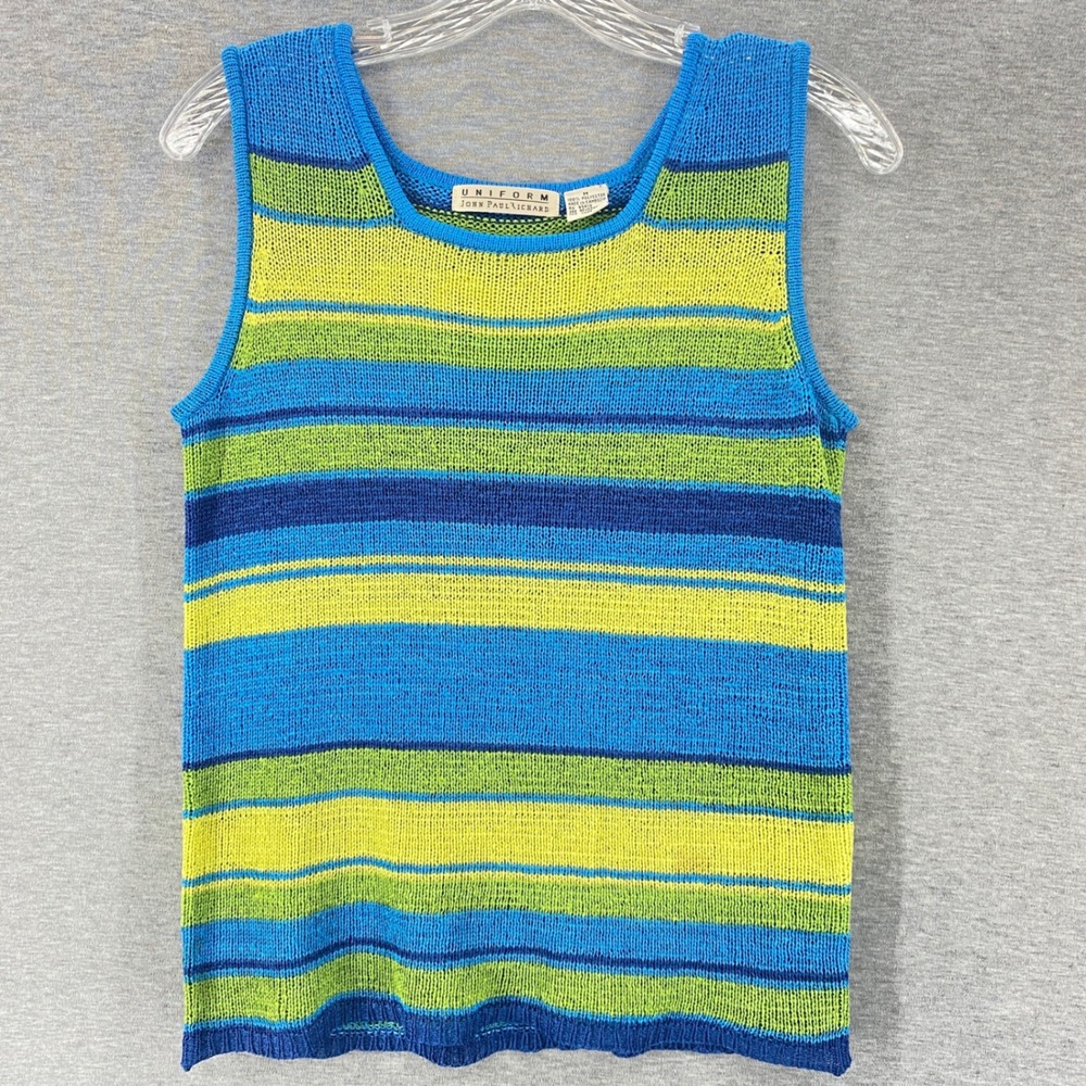 Uniform John Paul Richard Sleeveless Sweater Striped Tank M‎ Knit Resortwear - Picture 2 of 6